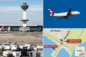 Swiss Air jet almost collides with four other planes in near-catastrophe on JFK runway