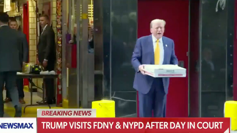 WATCH: Trump Delivers Pizza to NYC Firefighters After Day in Court