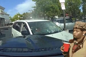 Dashcam footage shows California man finding out what happens when you ram police cars with your van at a In-N-Out Burger parking lot