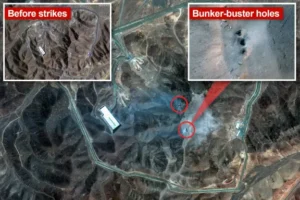HAMMER TIME: First satellite images of Fordow after US bunker buster bomb strike show extensive damage — 14 BUNKER-BUSTER BOMBS