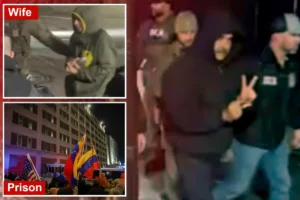 Nicholas Maduro’s grim-faced wife seen for first time after she was arrested, flown to US — as deposed dictator flashes peace sign