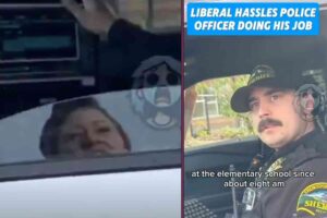 STUPID WOKE DEMOCRAT — KAREN ALERT: This lady’s interaction with a cop outside of a school is the best example of liberal derangement you’ll see all day