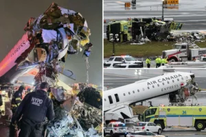 Two pilots dead, 41 people hospitalized in New York after Air Canada plane hits fire truck when landing at LaGuardia