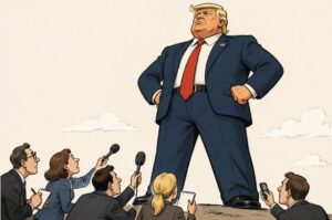 A Getty photo of Trump talking to the press makes him the most manly man ever