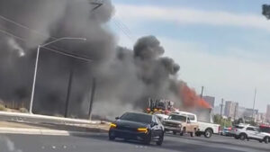 CAUGHT ON CAMERA: Fiery semi crash closes North Las Vegas intersection