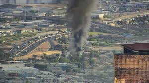 Large smoke cloud visible in Las Vegas as crews respond to fire