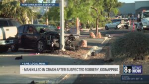 Man killed after suspected robbery, kidnapping leads to crash in west Las Vegas