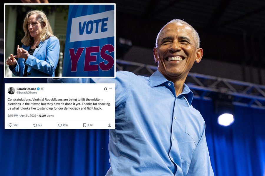 Obama ripped for congratulating Virginia for ‘standing up for Democracy’ after gerrymander vote: ‘WHAT A FARCE’   