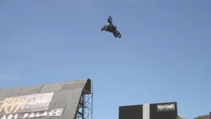 VIDEO: Colby Raha performs motorcycle jump over fountains at Caesars Palace in Las Vegas