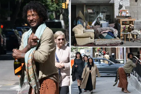 DEMOCRAT CITY — SHOWING HIS STRIPES: Twerking, tailed homeless man named Tiger turns NYC sidewalk into his own luxe lair