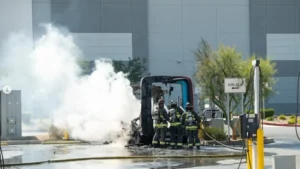 Electric delivery vehicle fire prompts North Las Vegas warning on lithium-ion risks