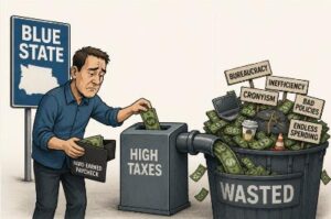 The spending at the federal government is bad, but the taxing and spending in Democrat-run states is a more imminent disaster waiting to happen
