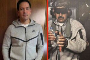 Marco Rubio wore the “Maduro” tracksuit on his flight to China and the memes were instantaneous