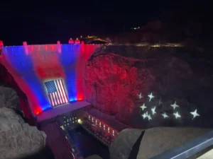 Patriotic lighting debuts at Hoover Dam for summer holiday season