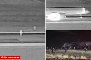 Moment Frontier Airlines plane strikes person on Denver runway