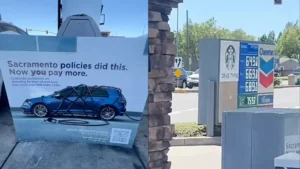 NEWSCUM ALERT: Signs Go Up at California Chevron Blaming Democrats for High Gas Prices