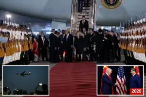 GRAND ENTRANCE: Trump gets red-carpet welcome after he lands in Beijing for closely watched summit with Xi Jinping
