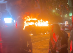 COMMUNIST MAMDANI’S NEW YORK CITY: Knicks fans set school bus on fire in Times Square madness