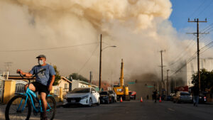 DEMOCRAT CITY LEARNS NOTHING: L.A. can’t put out a greenie warehouse whose solar panels caught fire even as city gets covered in smoke