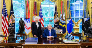 Trump Hosts Election Integrity Hero Tina Peters at the White House After She’s Freed From Prison