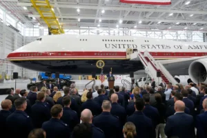 Trump unveils new Air Force One jet: Boeing 747-8i donated by Qatar will serve as interim Air Force One