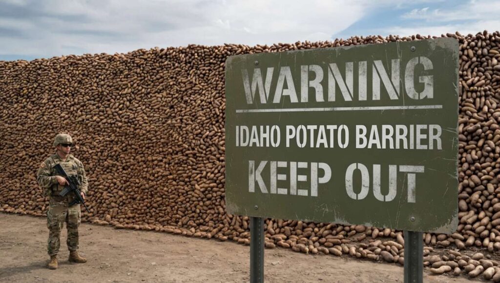 Idaho Builds Border Wall Out Of Potatoes To Keep Out Californians