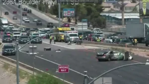 Driver ejected in crash on southbound I-11 off-ramp to Boulder Highway