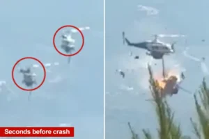FIREBALL: Horror moment 2 firefighting helicopters collide mid-air in Greece — as blazes ravage Europe