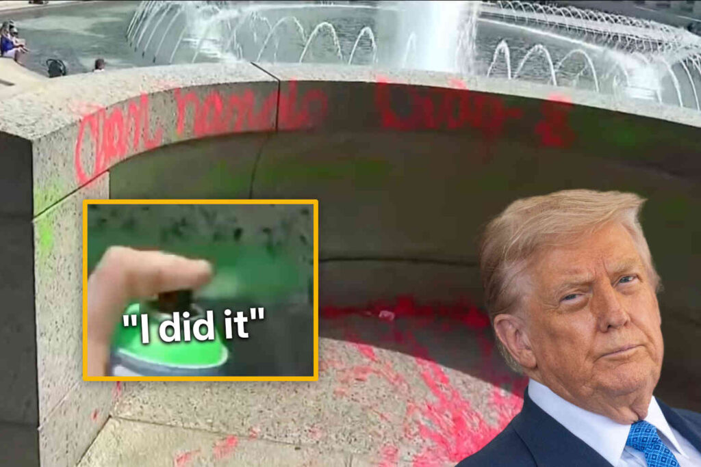 Liberal white woman fights fascism by defacing national memorial to soldiers who died fighting Hitler