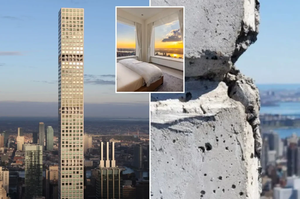 ‘IT’S TOO DANGEROUS’ — EXCLUSIVE: NYC Billionaire’s Row tower where it’s raining ‘chunks of concrete’ losing value fast