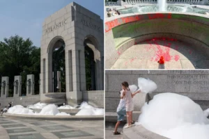 ‘PATHETIC’: Vandals deface WWII Memorial in ‘deranged’ attack on DC landmark