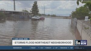 Storm leaves flooded streets in northeast Las Vegas