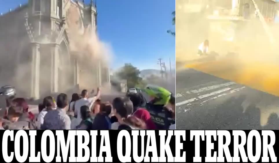 Terrifying footage shows church collapse as huge 7.4-magnitude earthquake hits Colombia and many hundreds feared dead