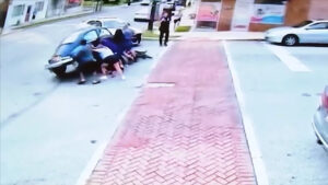 A group of good Samaritans banded together and lifted a vintage Volkswagen off a woman pinned underneath after a e-bike crash in Pennsylvania