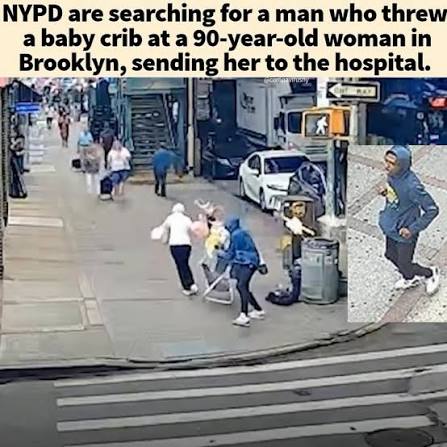 MAMDANI’S NEW YORK — VIDEO: Bully throws baby crib filled with trash at woman, 90, on Brooklyn sidewalk