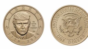 U.S. Treasurer strikes a Trump dollar coin, ends the penny and sells the last one for $16.7 million