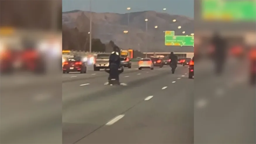 DUMB AND DUMBER ALERT: Motorcyclist crashes after performing wheelie on freeway on I-84 in Boise, Idaho