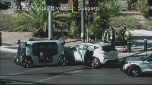 Police respond to crash involving Zoox vehicle on Las Vegas Strip
