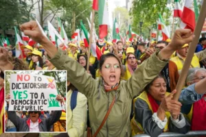 REGIME CHANGE: Protesters gather outside UN to demand an end to Iranian government, political executions