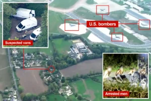 Terror suspects stripped down after ‘planning van bombings’ at UK base used by US Air Force