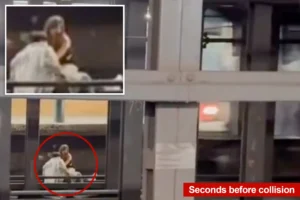 TRANSIT TRAGEDY: Young man and woman caught on video calmly sitting on Manhattan subway tracks before being fatally struck 