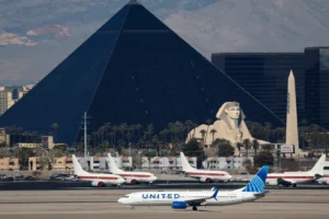 United Airlines flight heading to New Jersey returned to Las Vegas following an apparent hijacking threat Saturday