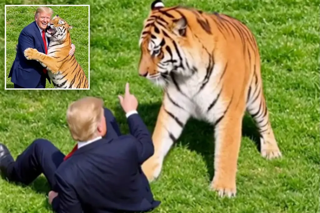Trump posts wild video of him taming tiger after ex-child star mauled to death at UK zoo