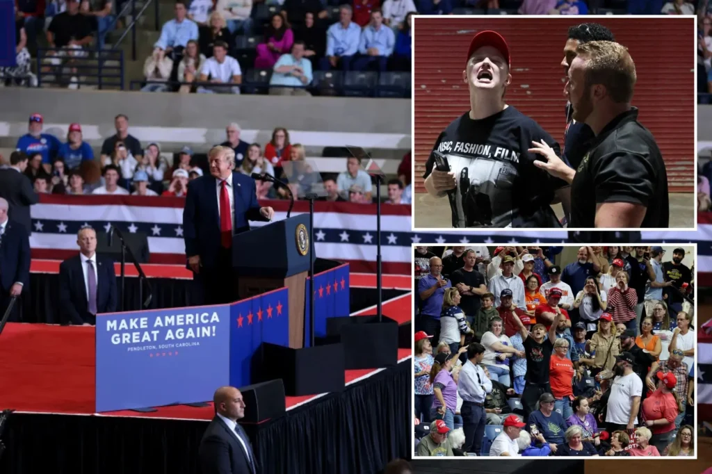 Trump’s South Carolina rally turns into royal rumble with hecklers getting ‘whacked’ by MAGA supporters